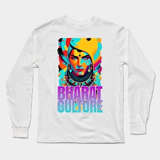 bharat indian culture sticker style graphic illustration Long Sleeve T-Shirt